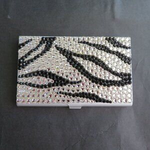 Swarovski Crystal Zebra Stripe Business Card Holder Case